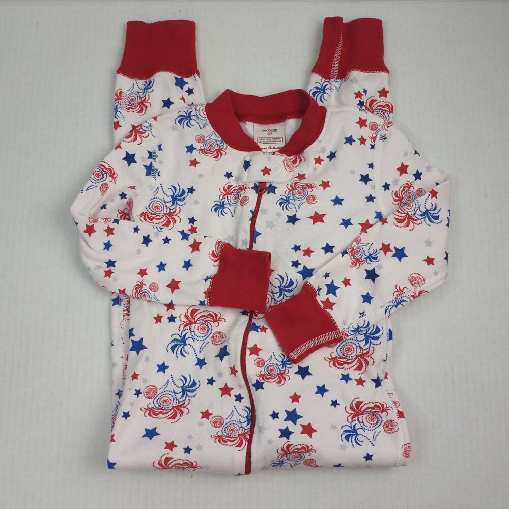 Hanna Andersson Red White Blue Patriotic Stars Full Zip One Piece Sleeper